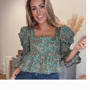 Floral Green Women's Top